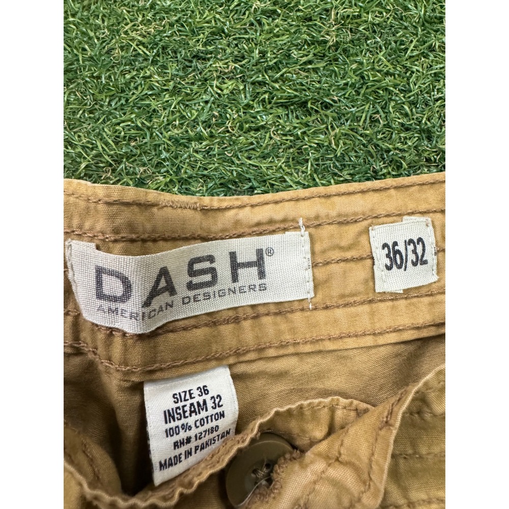 DASH American Designers Mens Khaki Cargo Shorts Size 36 Tan Cotton Multi Pocket - Picture 4 of 7